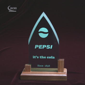 Aluminium plaque on hardwood