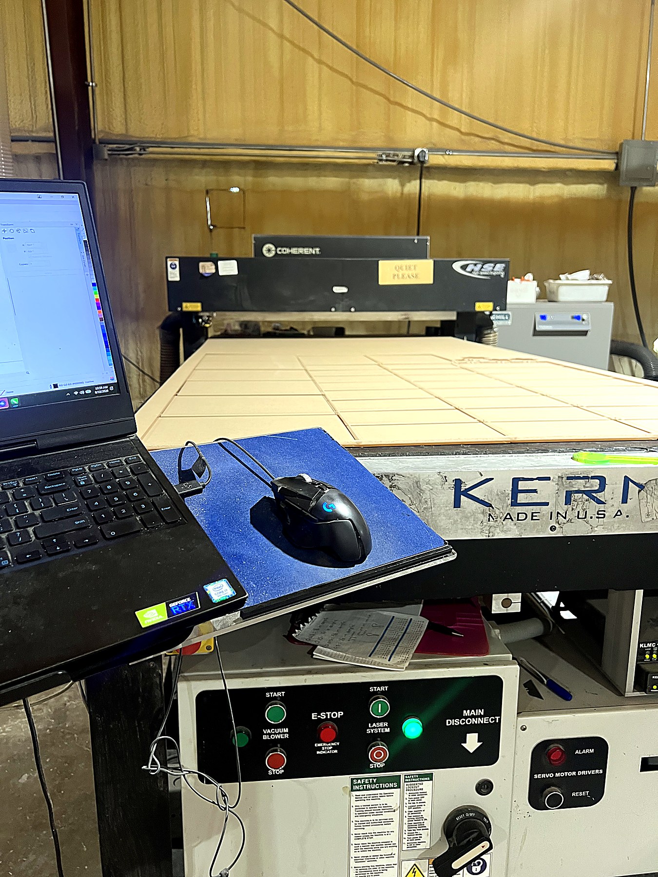 Cut file loaded at the machine before a run